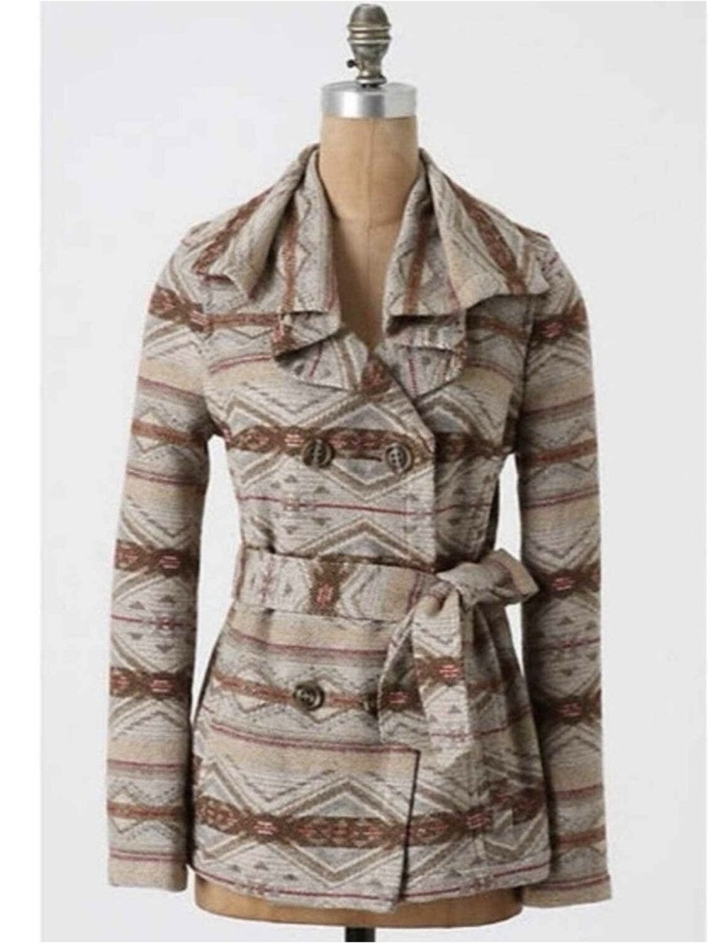 Anthro/Daughters of the Liberation “Poetry of Trees” Belted wool blend jacket